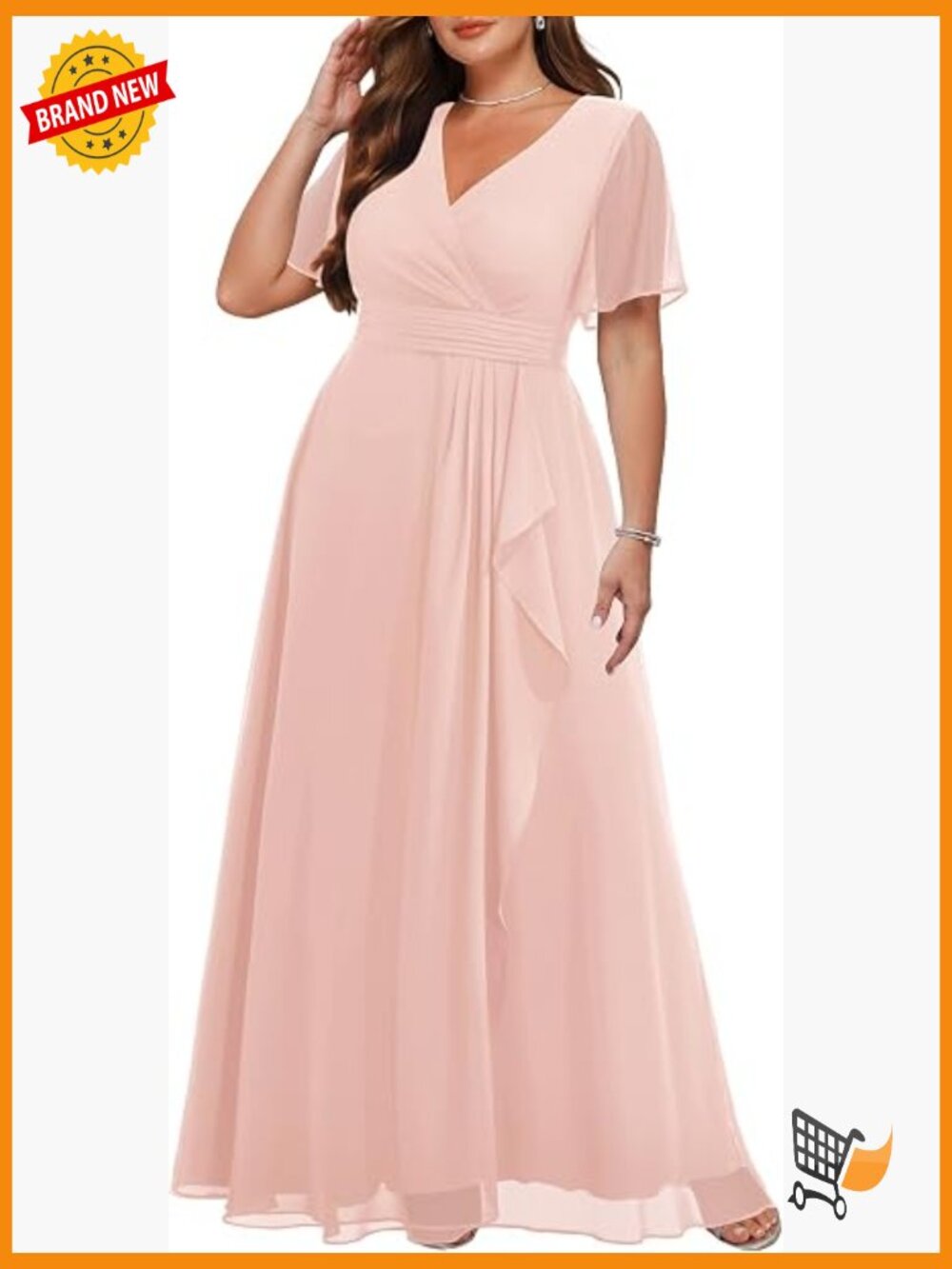 Plus Size Formal Dress - Wedding Guest Bridesmaid Evening Prom Chiffon V Neck